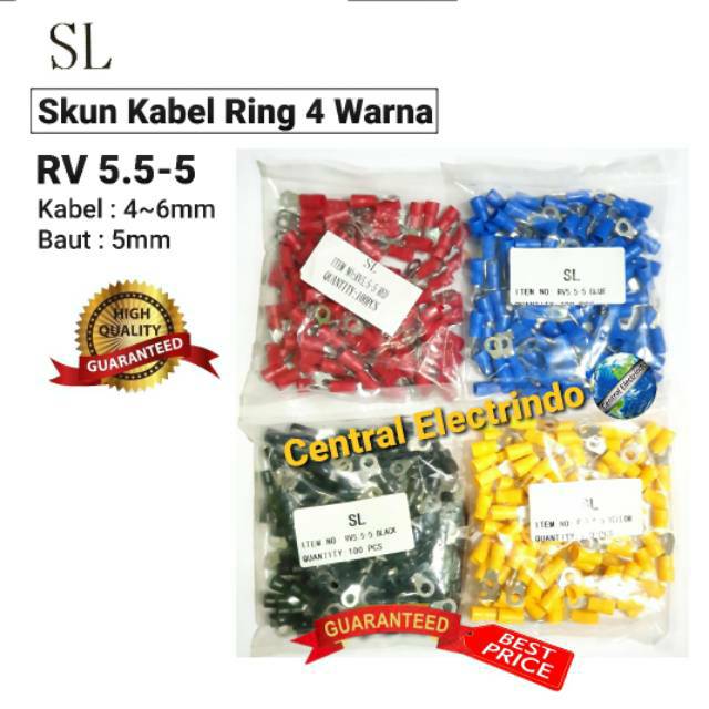 Skun Kabel Ring Warna RV 5.5-5 Kabel 4~6mm Baut 5mm SL.