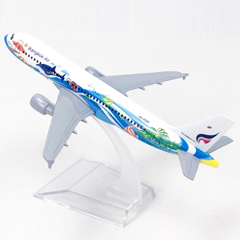 Bangkok Fish A320 Model Pesawat Terbang Airbus A320 Die-cast Bahan Metal Ukuran 16CM