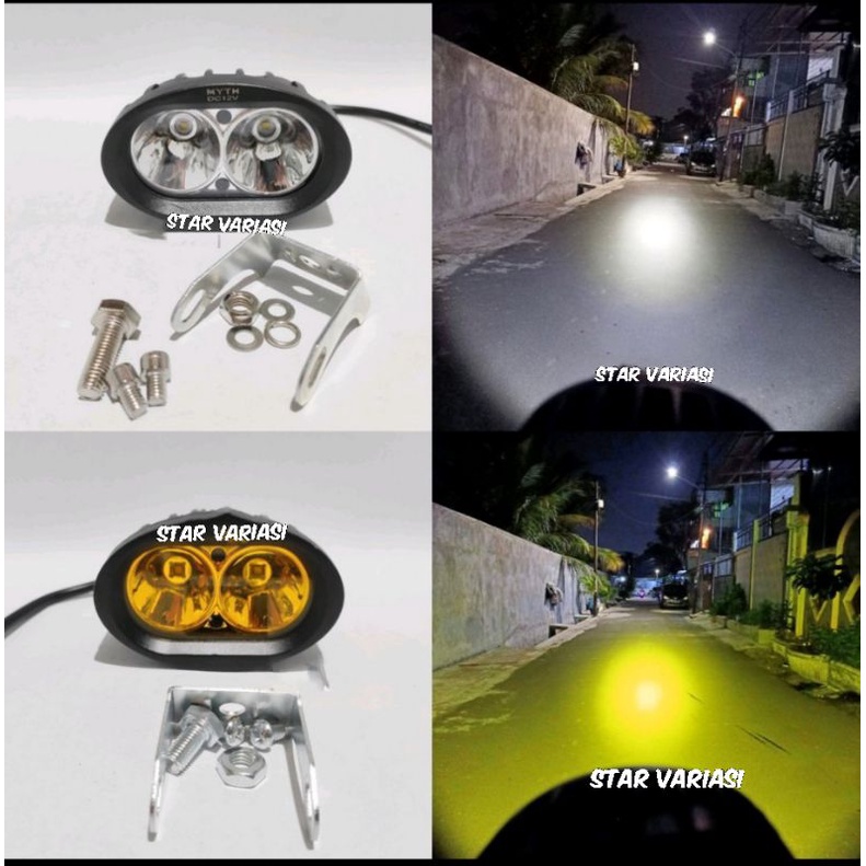 Lampu tembak sorot owl led 3 mode cree 2 mata 20watt warklight standby cahaya putih dan kuning