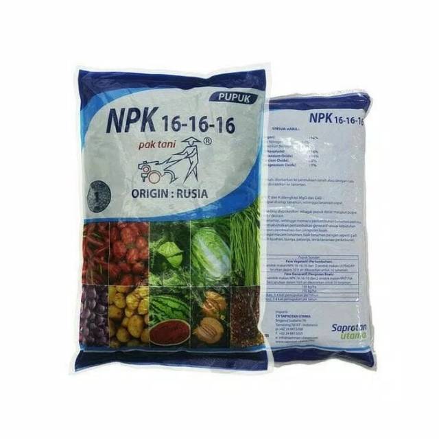 PUPUK PAK TANI NPK 16-16-16 BIRU ORIGIN RUSIA KEMASAN PABRIK 1 KG - NPK RUSIA