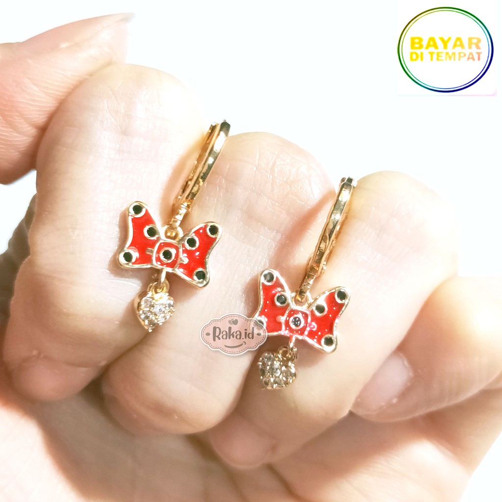 RAKA Acc - Anting Clip / Klip Minnie Mouse Juntai Love Xuping Perhiasan Cantik Wanita Lapis Emas 491