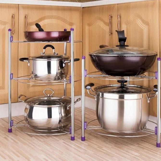 Rak Panci Susun / Rak Dapur / Rak Panci, Rak Multiguna - 3 Susun Lakulaku76