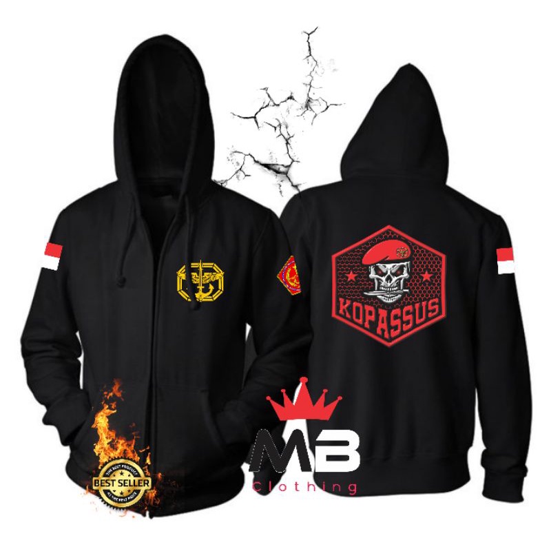 Jaket Hoodie TNI AD Kopasus - Baju Kopassus - Jaket Hoodie Pria - Hoodie Zipper Premium