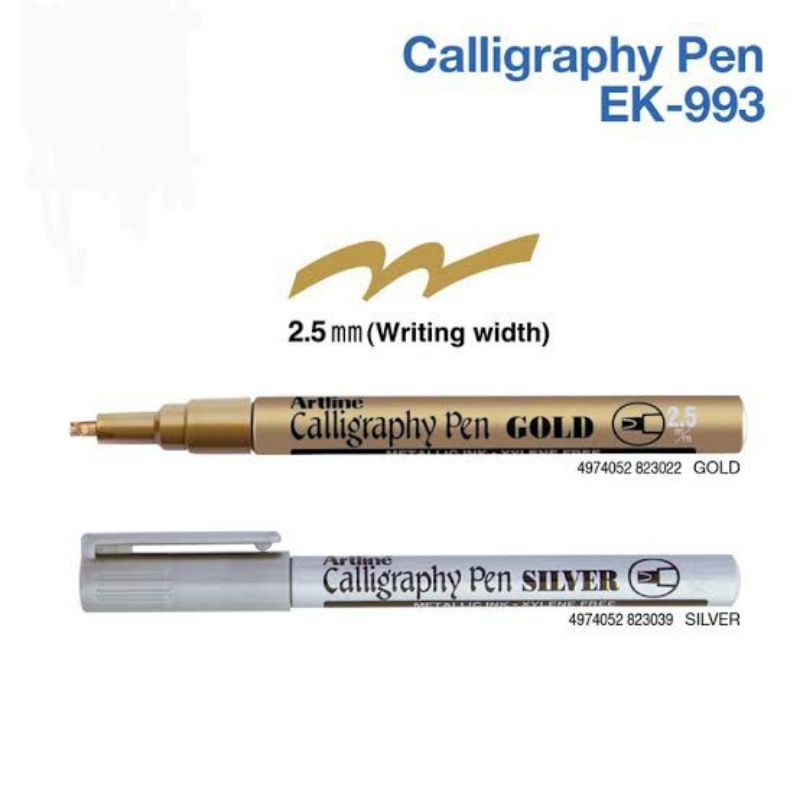 

Artline Calligraphy Pen Silver and Gold Color Lettering Kertas Hitam