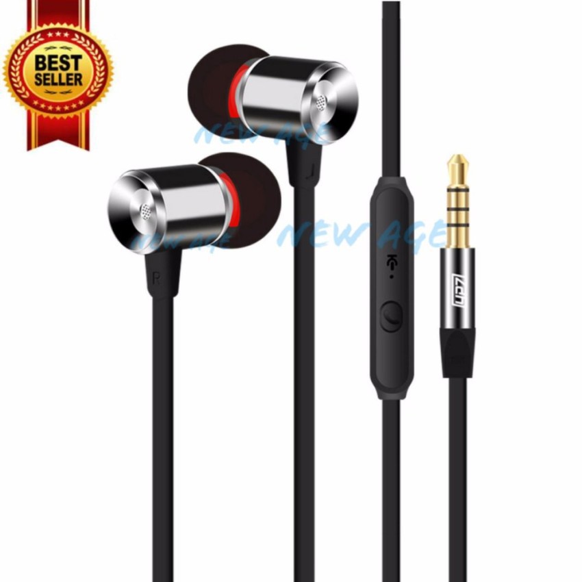 BASS Booster Earphone Bass With Mic - Silver Black