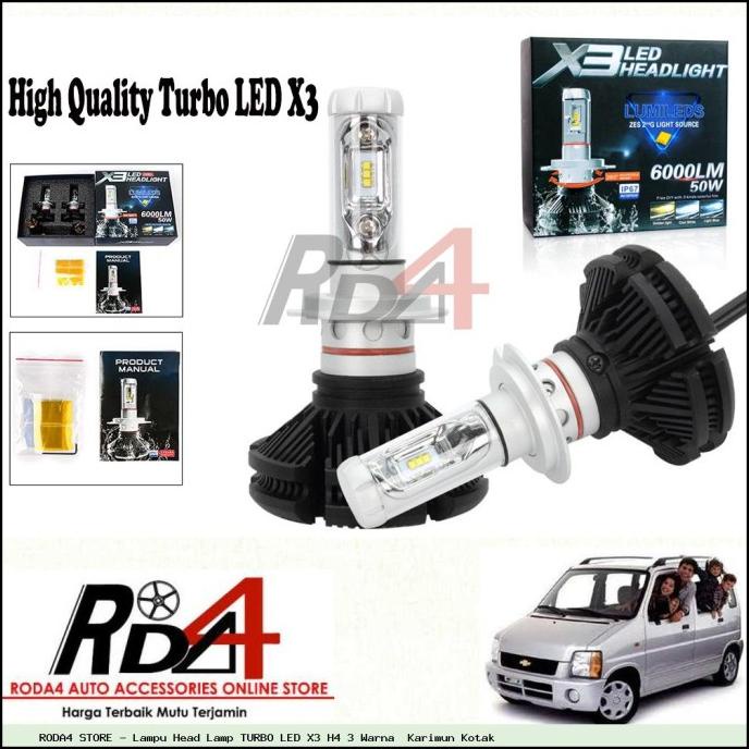 Lampu Head Lamp TURBO LED X3 H4 3 Warna Karimun Kotak rod4 Segera Beli