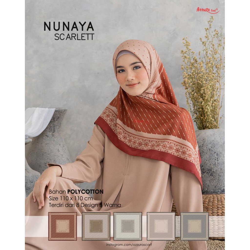 fuukuu Premium Hijab Jilbab Nunaya Scarlett Kerudung Segi Empat Square Motif Scarf Murah