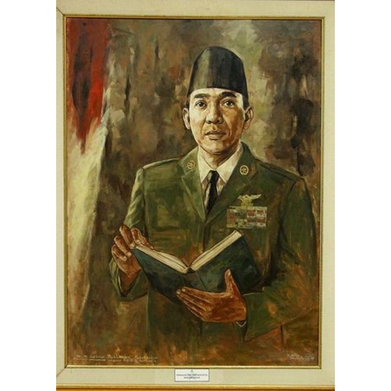 Hiasan dinding gambar presiden soekarno plus bingkai