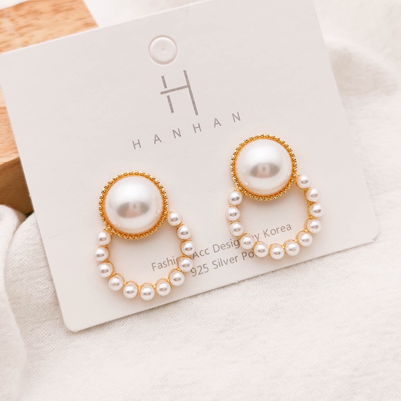 2021 Korean New Simple Fashion Geometry 925 Silver needle Stud Earrings / Trend Simulation Sweet Pearl Flower Alloy Earrings