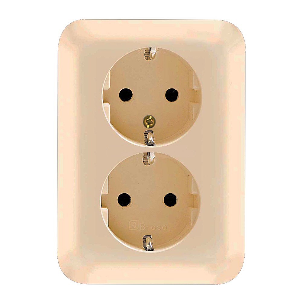 BROCO GRACIO IB STOP KONTAK ARDE DOUBLE CREAM 15320 (HARGA GROSIR) 1532011 2 LUBANG 2P SOCKET OUTLET