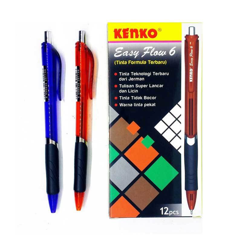 

Pulpen Easy Flow 6 Kenko [12 pcs] / Ballpoint Pena Pen [1 Pack]