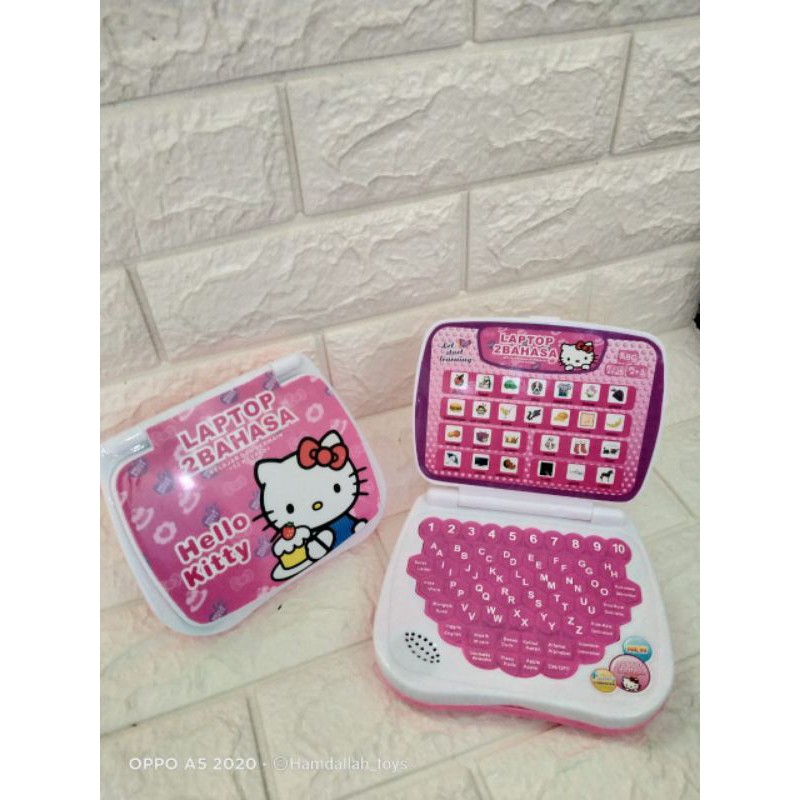 1MAINAN ANAK MINI LAPTOP 2 BAHASA KARAKTER HELLO KITTY POWERANGER FROZEN DAN BARBIE-6