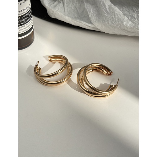 LRC Anting Tusuk Fashion  C-shaped Circle Ring Metal Ear Ring V33004