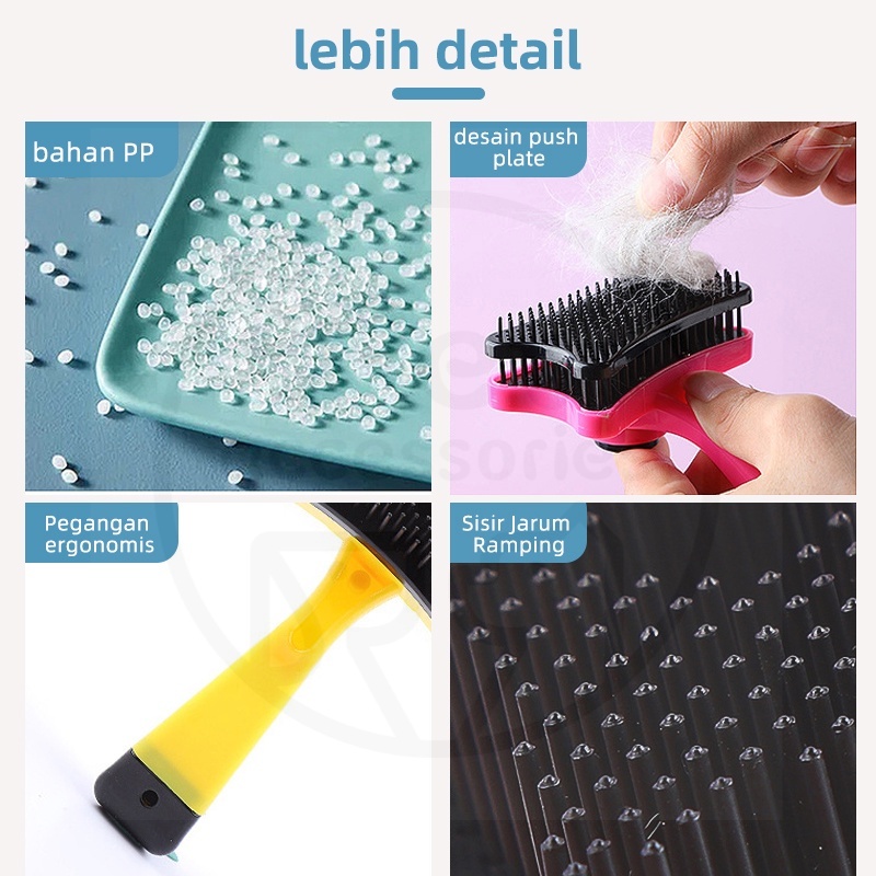 Sisir Grooming Brush Kucing Anjing Kelinci/Self Quick Cleaning Tombol / Sisir Bulu Pet brush murah