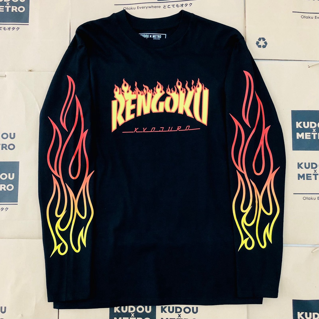 Longsleeve Rengoku Flame Hashira Anime Manga Demon Slayer Kimetsu No Yaiba Unisex