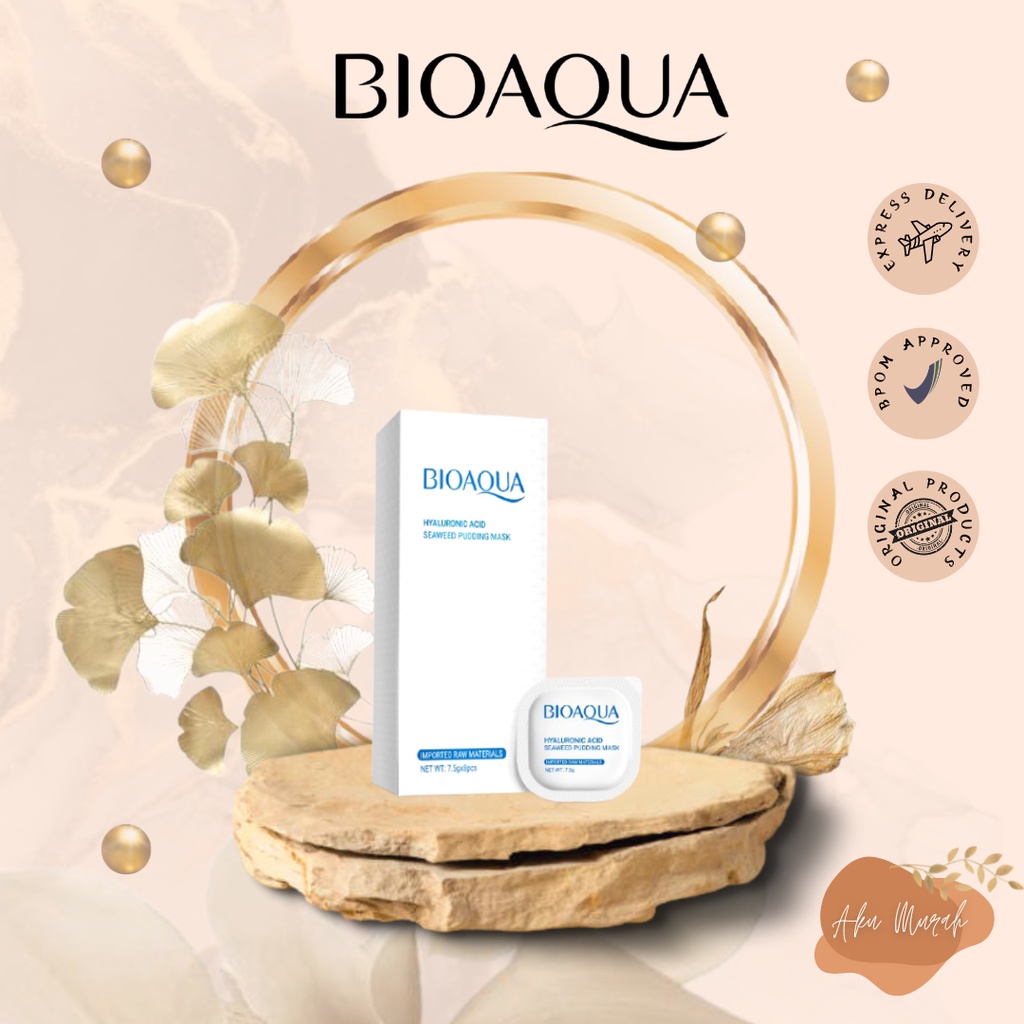 ✨ AKU MURAH ✨ Bioaqua Hyaluronic Acid Seaweed Pudding Mask 7.5G X 8PCS / 1 BOX / DUS