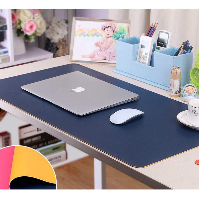 PU Leather Extra Large 90 x 40 cm Tatakan Mouse Pad Double Side Desk Pad