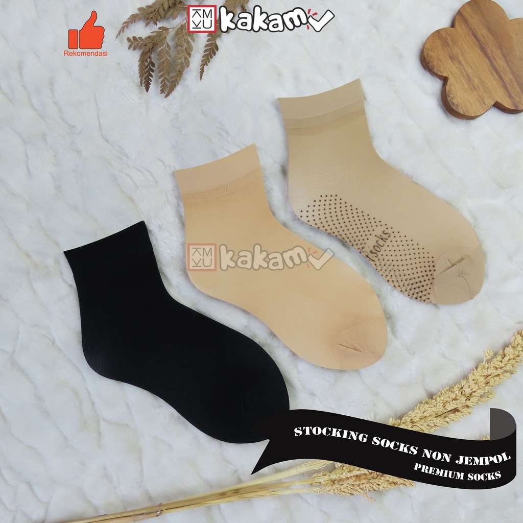 Kakamu Kaos Kaki Stocking Polos dan Anti Slip Wanita