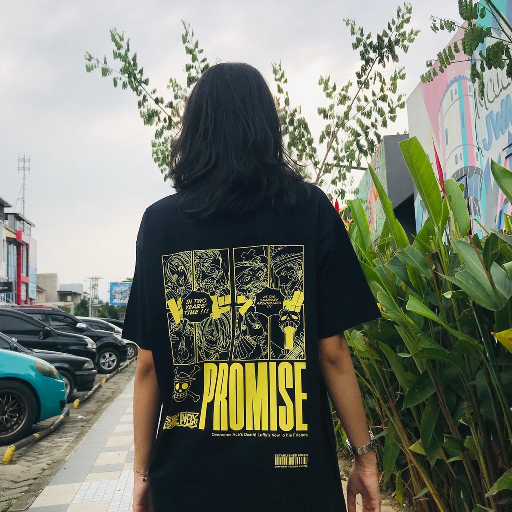 Kaos One Piece Promise 2 Years Gold Anime Manga OnePiece Premium Unisex