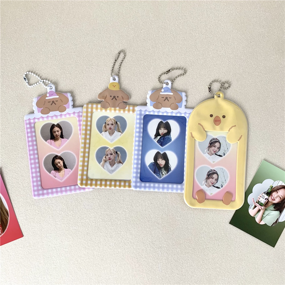 Holder Kartu Idolfoto Motif Beruang Lucu Bahan PVC Dengan Gantungan Kunci