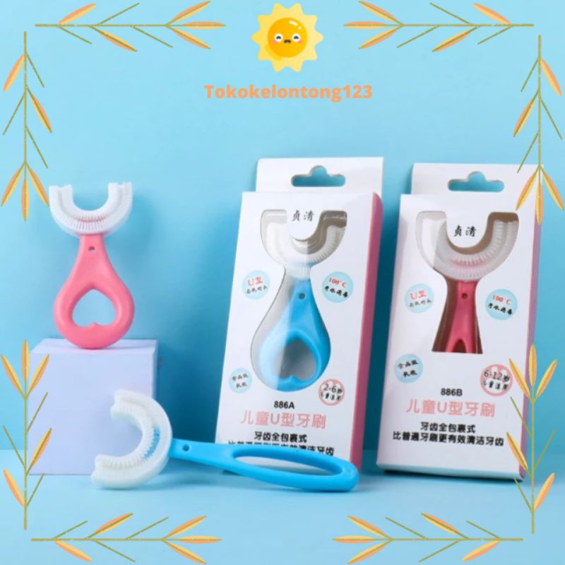 [COD]Sikat gigi betuk U anak Bahan silikon  / Training Toothbrush