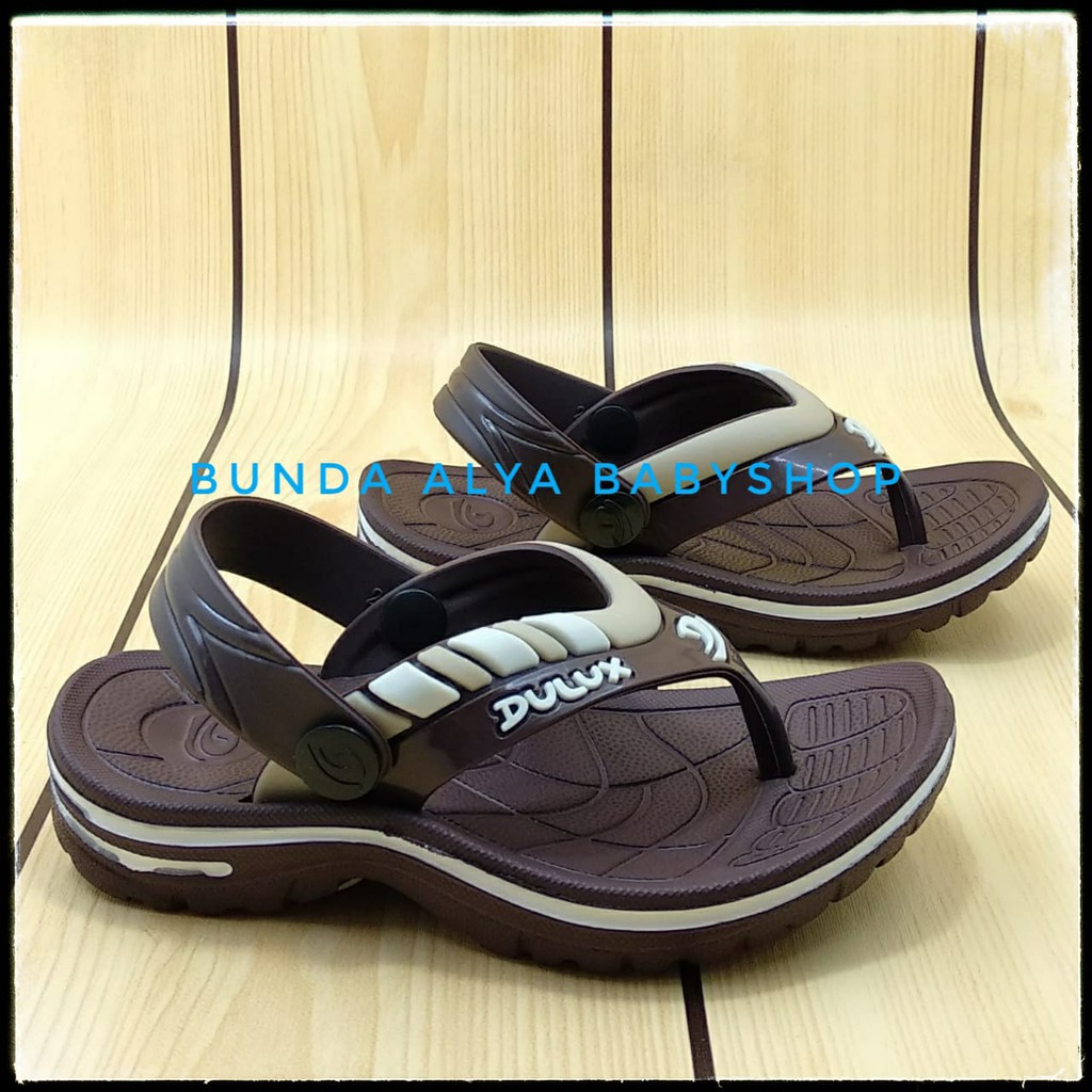 Sandal Anak Laki Jepit Tali Belakang Usia 6 Bulan 1 2 Tahun Karet COKLAT TUA Elastis - Sendal Jepit Anak Cowok Karet Anti Licin Size 20 - 25