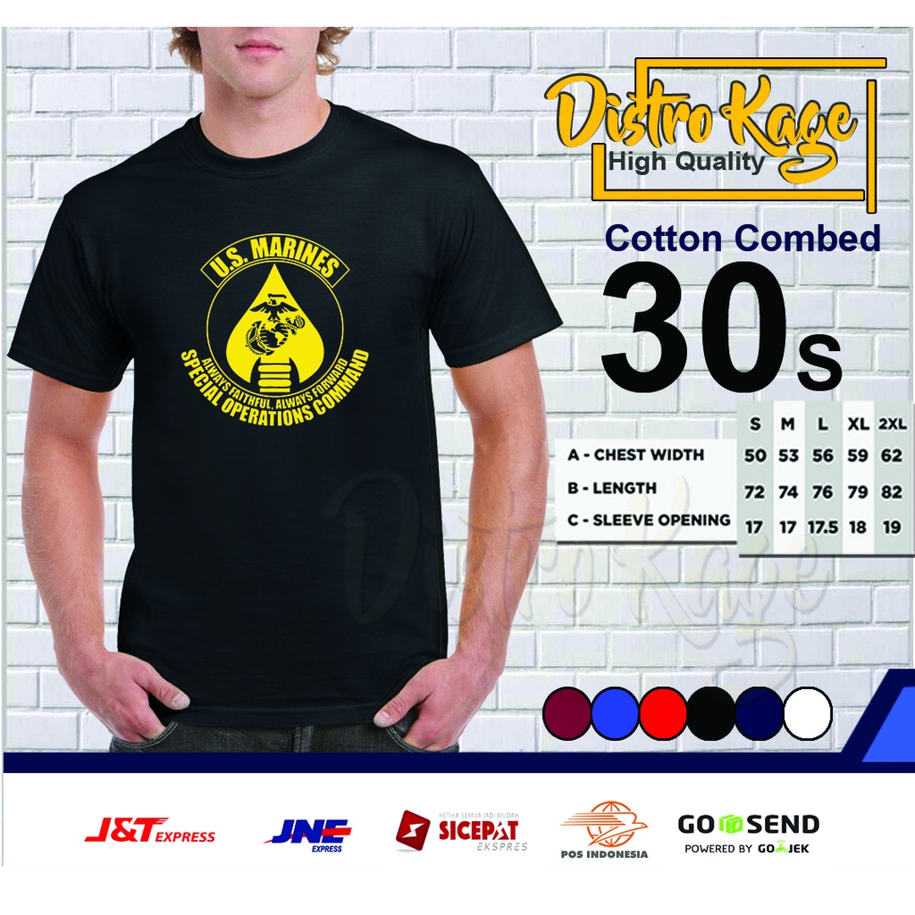 Baju Kaos Pria united states marines special operations command Ukuran Dewsa Unisex Cotton Combed 30
