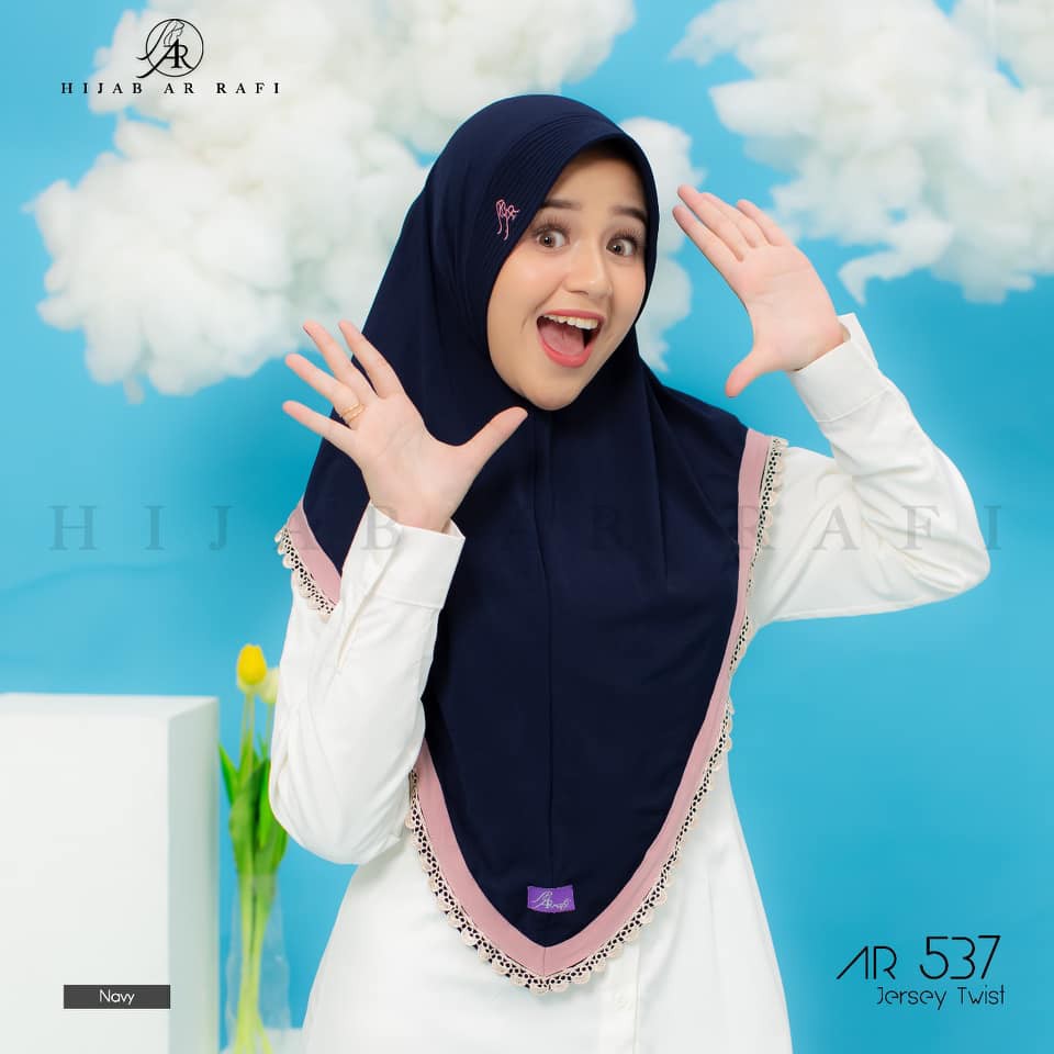 Terbaru ✔️COD ✔️ Jilbab Instan by Arrafi Hijab AR 537 Jilbab instan aksen renda tepi-3