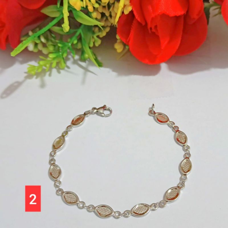 *COD* Gelang Dewasa TITANIUM Rantai motif perhiasan putih Korea TIDAK LUNTUR, TIDAK KARAT