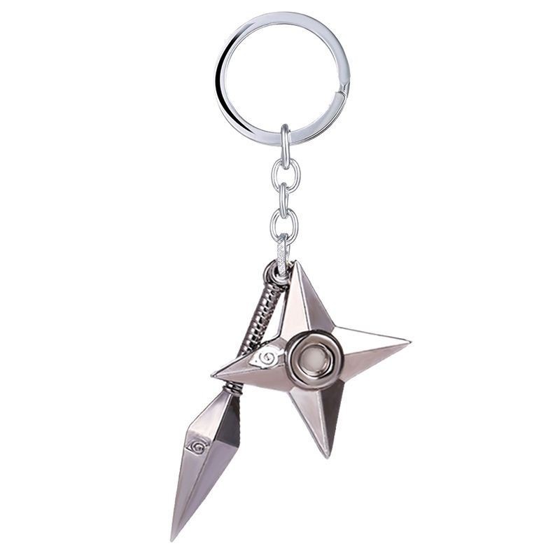 Gantungan kunci kunai senjata pedang anime naruto unik hiraishin minato shuriken kubikiribocho kusanagi sanjin no ogama keychain untuk motor tas mobil dompet-Kunai Shuriken