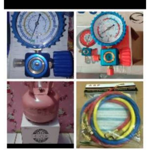 Paket Isi Freon R410 3kg SEGEL tabung KECIL manifold SIGHTGLASS R410 R410a 3 kg
