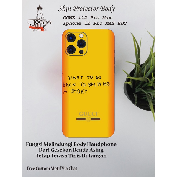 Dapat 2pcs Garskin Gome i12 PRO MAX atau Iphone 12 Promax HDC Motif yello- Free Custom Motif