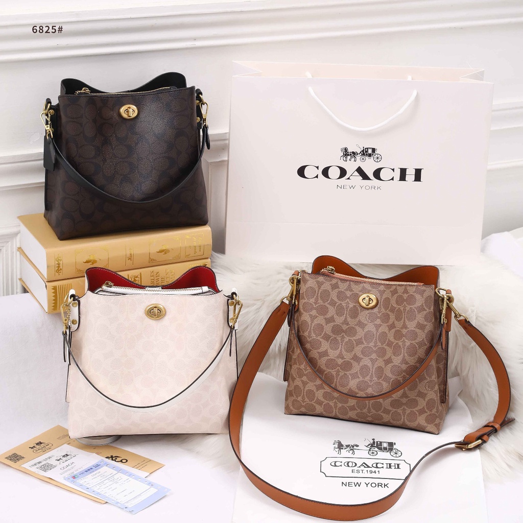 TAS WANITA BATAM IMPORT COACH CHARLIE BUCKET BAG 6825 KWALITAS SEMI PLATINUM