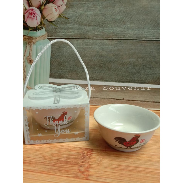 Mangkok Ayam Jago Mini Keramik 3 Pcs