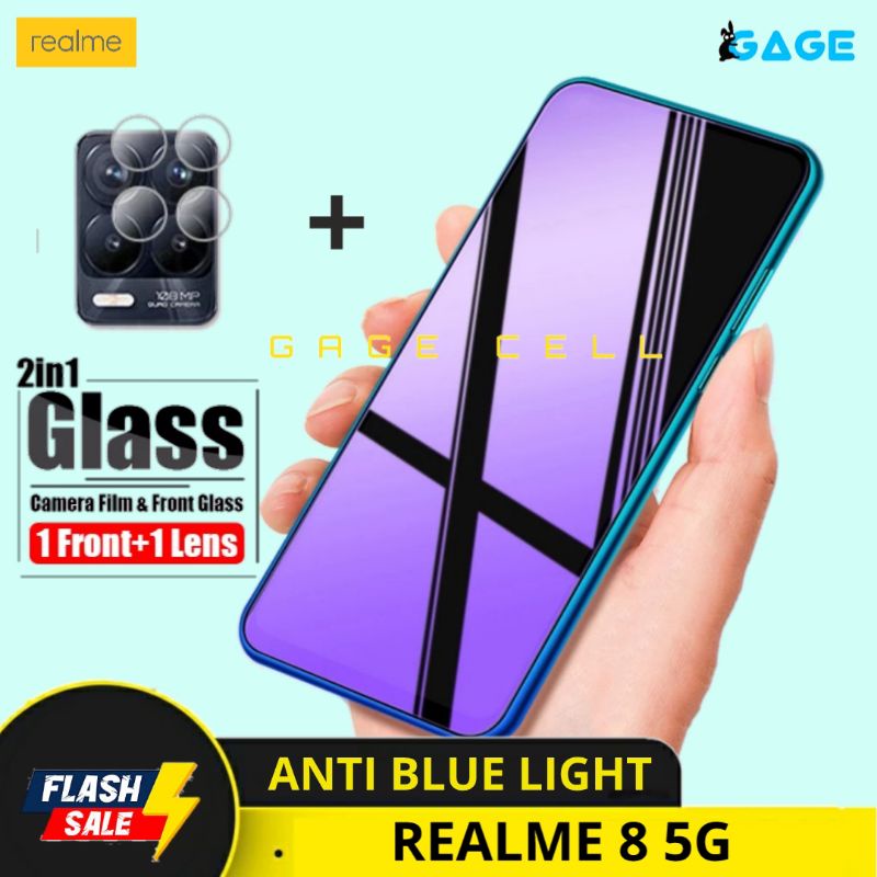 2in1 TEMPERED GLASS TG ANTI GORES BLUE LIGHT FULL LAYAR KAMERA REALME 8 5G SCREEN PROTECTOR