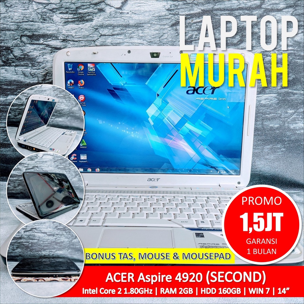[Bisa COD] Laptop ACER Aspire 4920 RAM 2GB HDD 160GB  – Laptop Second Seken Bekas Notebook Netbook M