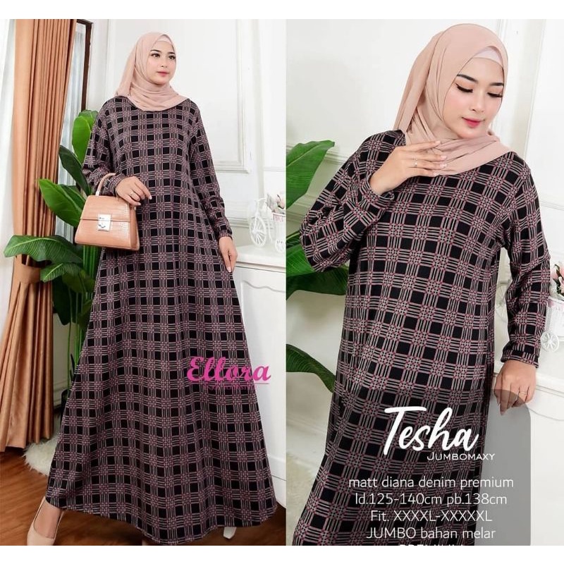 TESHA Jumbo Maxy - LD120-130 Gamis Denim Diana Jumbo Bigsize Oversize Bumil / R.23 - 025-5973