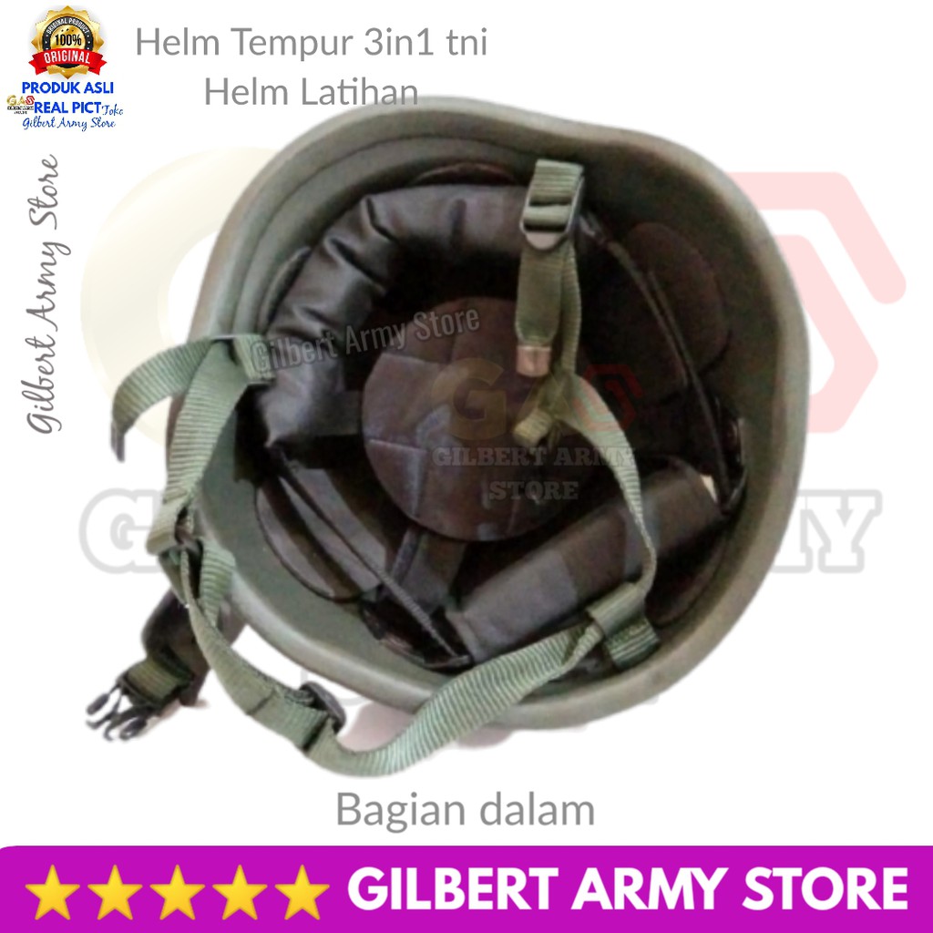 Helm Tni Tempur Militer Latihan model  3in1 hijau Bahan ABS anti pecah Murah Grosir GILBERT ARMY