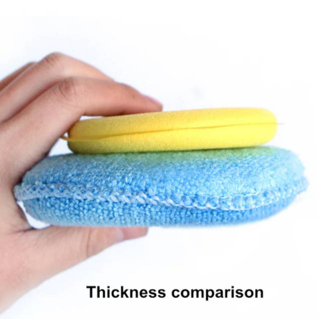 Microfiber Pad Aplikasi Poles Waxing Body Mobil Motor Warna Biru Bulat Applicator Pad Quality