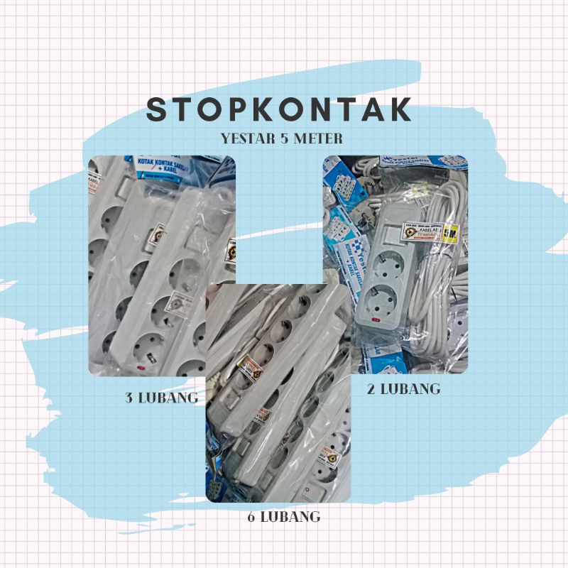 STOP KONTAK YESTAR 2/3/4/5 LUBANG + KABEL 5 METER