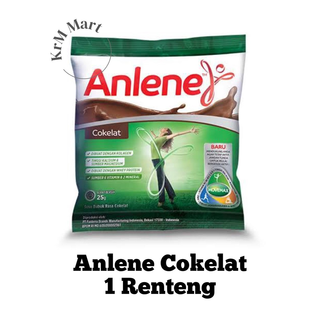 

Anlene Susu Cokelat 1 renteng 10 sachet coklat bubuk instan tulang