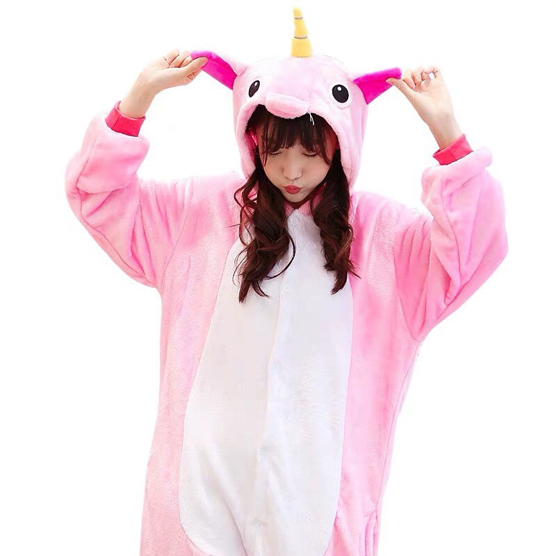 BONEKA KOSTUM ONESIE UNICORN PINK UNGU KUDA PONY PIYAMA COSPLAY