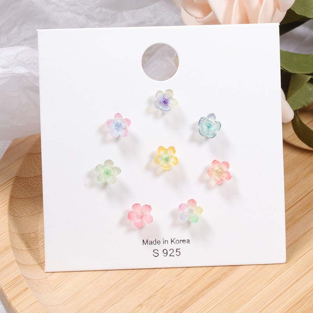 Agustinina Resin Stud Earrings Kepribadian Kecil Korea Lotus Retro Gadis Fashion Perhiasan