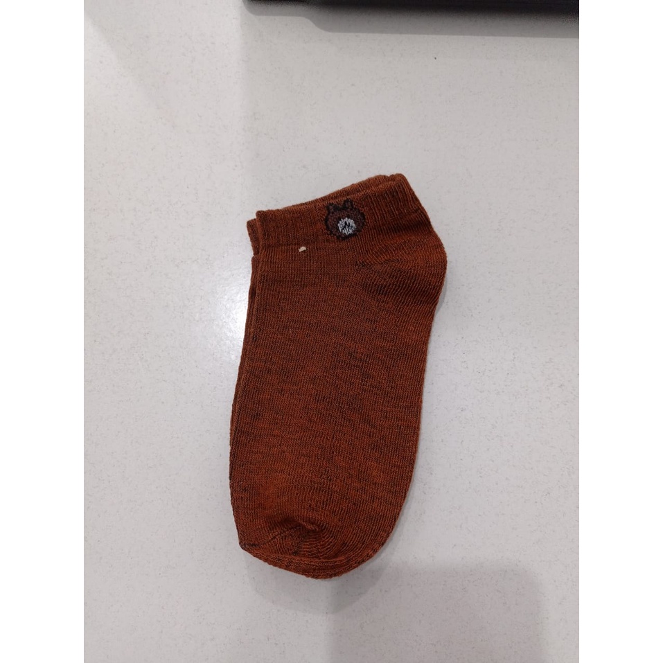 ❄ TMALL ❄ R109 K010 Kaos Kaki Fashion Unisex Motif Beruang Brown Wanita Pria Murah Import-MOTIF 1 COKLAT TUA