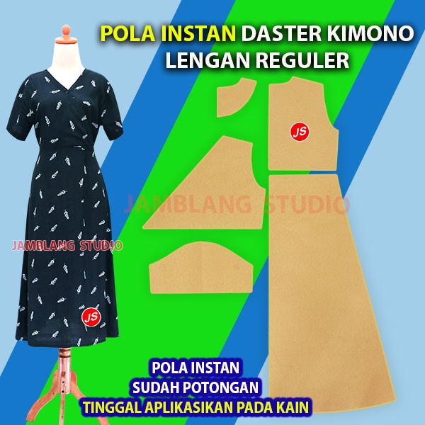 Pola Instan Daster Kimono Lengan Reguler [ Pola Baju Jamblang Studio ]