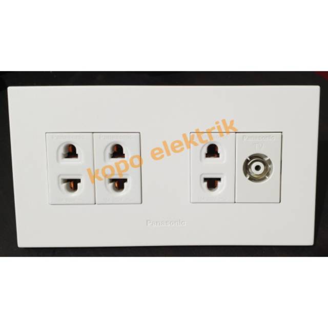 Panasonic Triple Stopkontak + Soket TV Tanam 2 Gang Stye White Minimalis