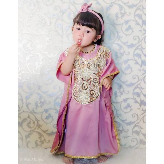 Kaftan Anak Premium Renda Manik Gamis | Baju Muslim Anak | Baju Lebaran Anak | Kaftan QIARA SYAFIQA
