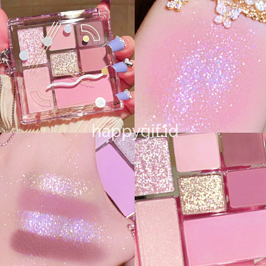 DIKALU Korean Eyeshadow 7 Colors Purple Matte Glitter Palette Smokey Pigmented XX067
