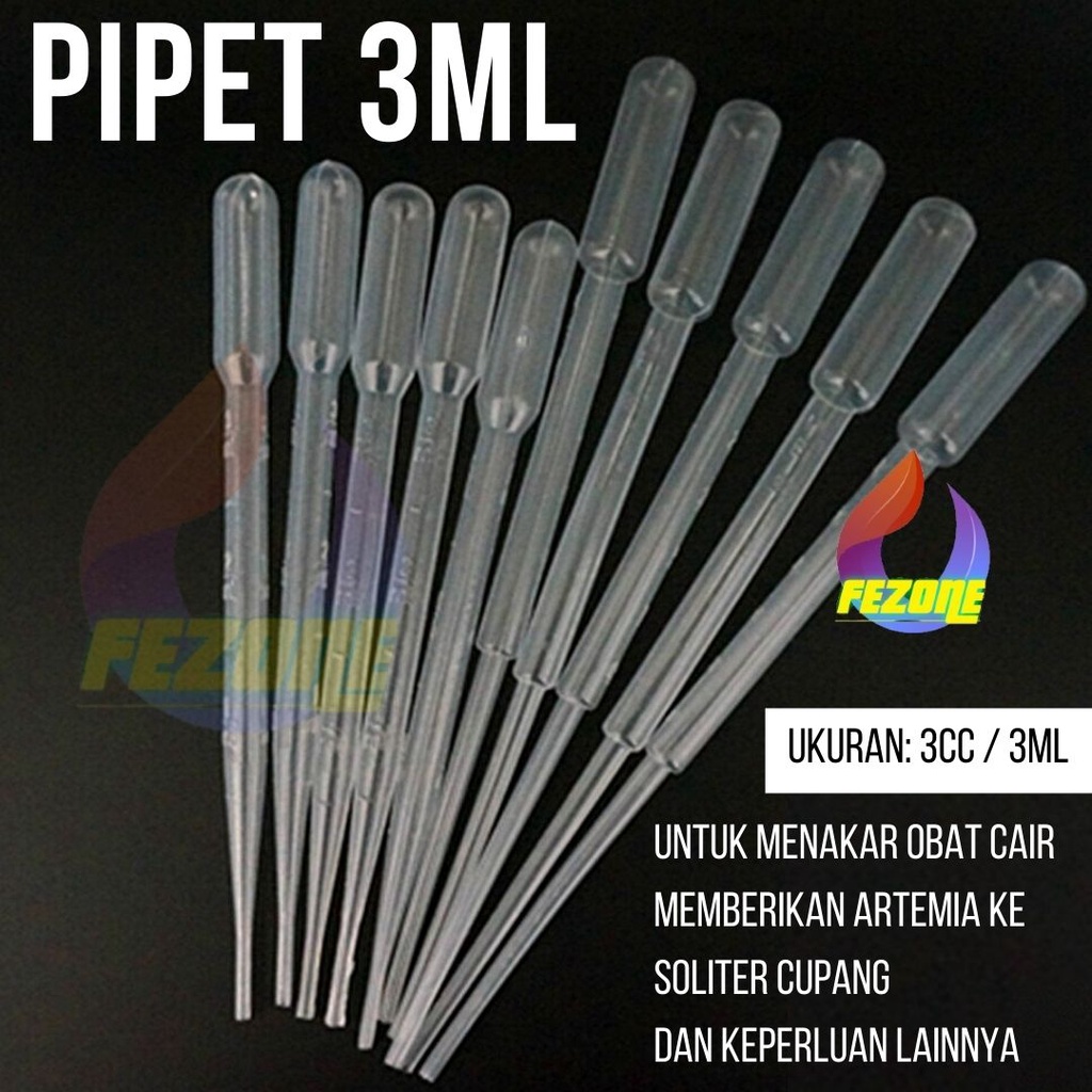 Pipet Plastik Cupang Obat Hamster Kucing Anjing Sugar Glider 3ML FEZONE