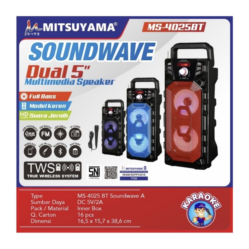 Dual Multimedia Speaker Mitsuyama 5" MS-4025 BT Soundwave